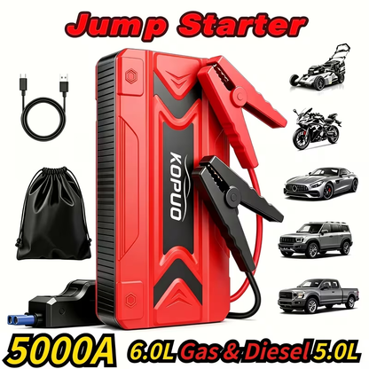 Car Jump Starter Power Bank 3-in-1 12V Battery Booster Charger LED Flashlight SOS for Cars Motorcycles for Garden, Patio and Yard Use