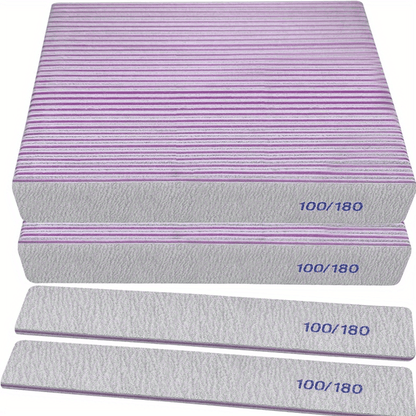 Emery Boards Nail Files 50 Pack 100 180 Grit Double Sided Professional Fingernail Filer Set Reusable for Natural Acrylic Gel Nails Manicure