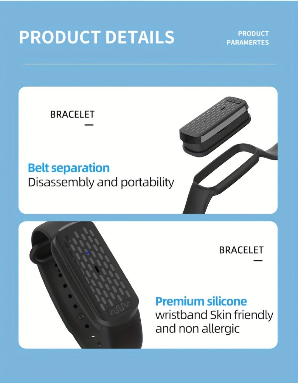 Ultrasonic Mosquito Bracelet 3-Pack, USB Rechargeable Intelligent Bug Wristband for Camping, Outdoor