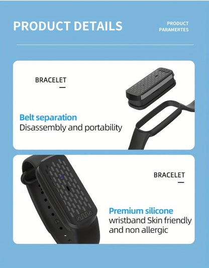 Ultrasonic Mosquito Bracelet 3-Pack, USB Rechargeable Intelligent Bug Wristband for Camping, Outdoor