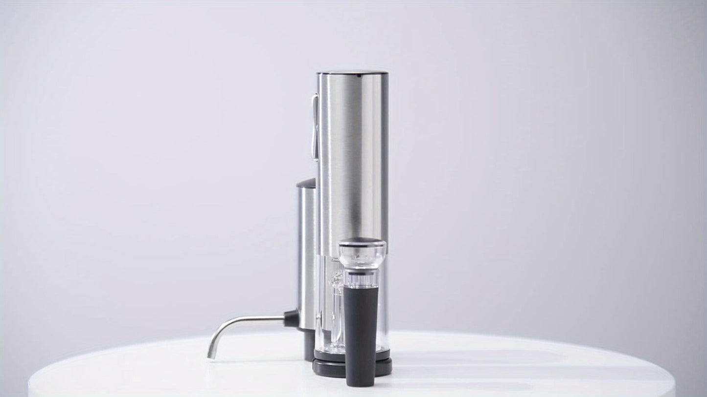 Electric Wine Opener Set, Rechargeable Corkscrew with Wine Aerator Dispenser, Vacuum Stopper & Foil Cutter for Any Occasion Gift