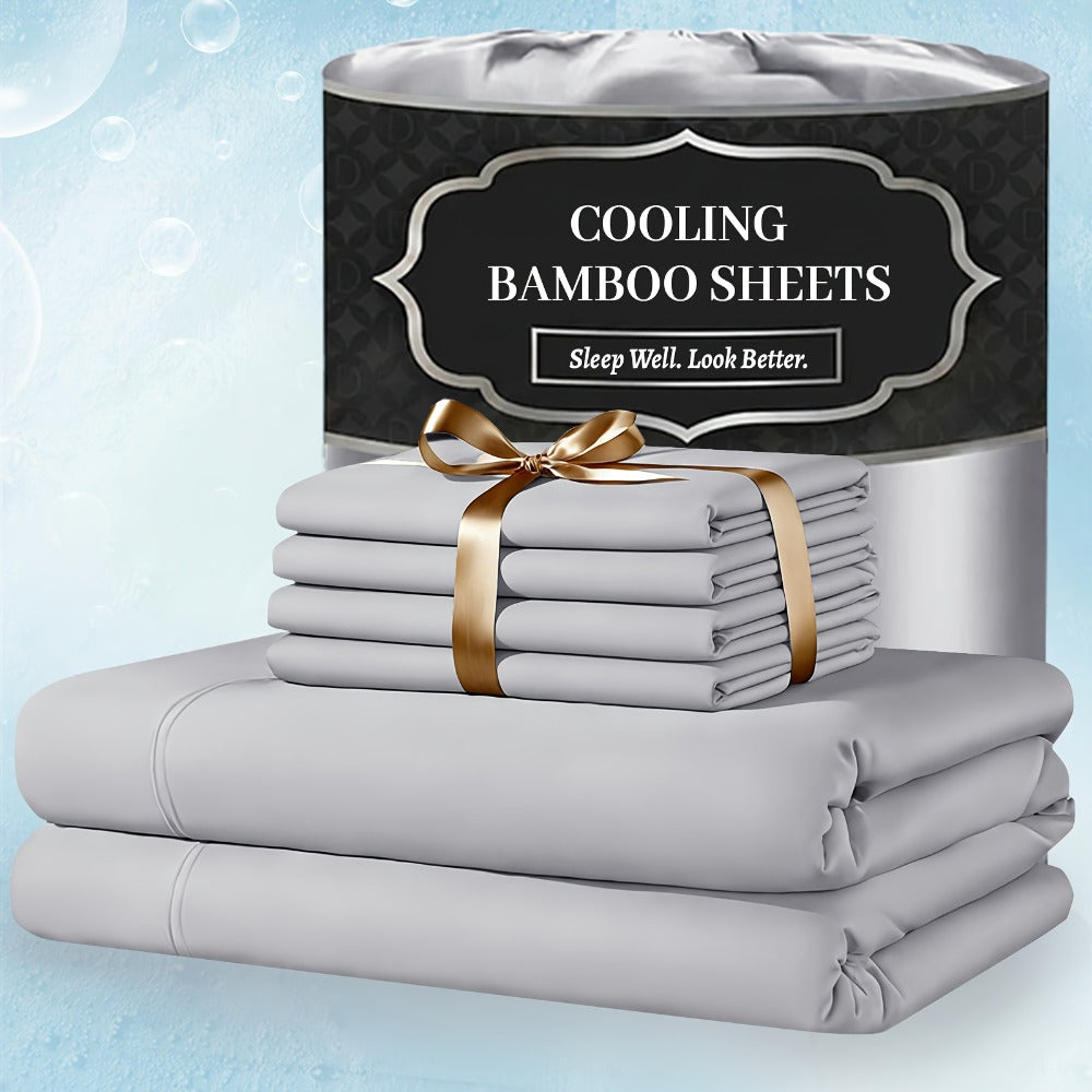 Bed Sheet Set 4-Piece Bamboo-Derived Fabric with Available Extra-Deep Pocket and Eighteen Colors