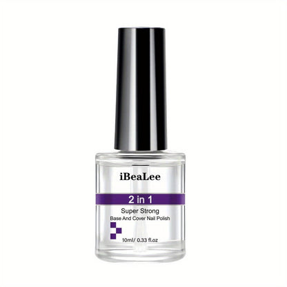Base and Top Coat 2 in 1 Nail Polish 10ml with a Clear High Shine Finish for Home Manicures
