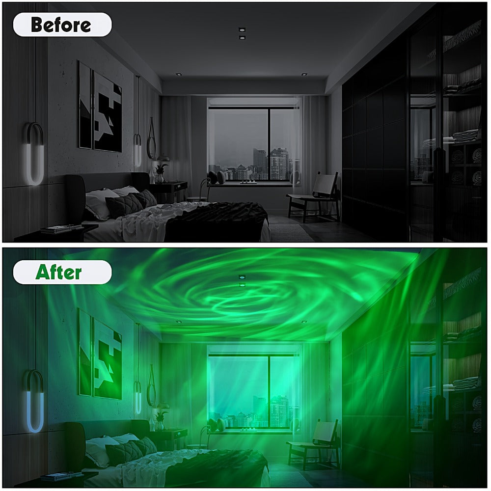 Aurora Borealis Projector Night Light 4-in-1 USB, Star Galaxy Ocean Wave & Spiral Aurora Modes