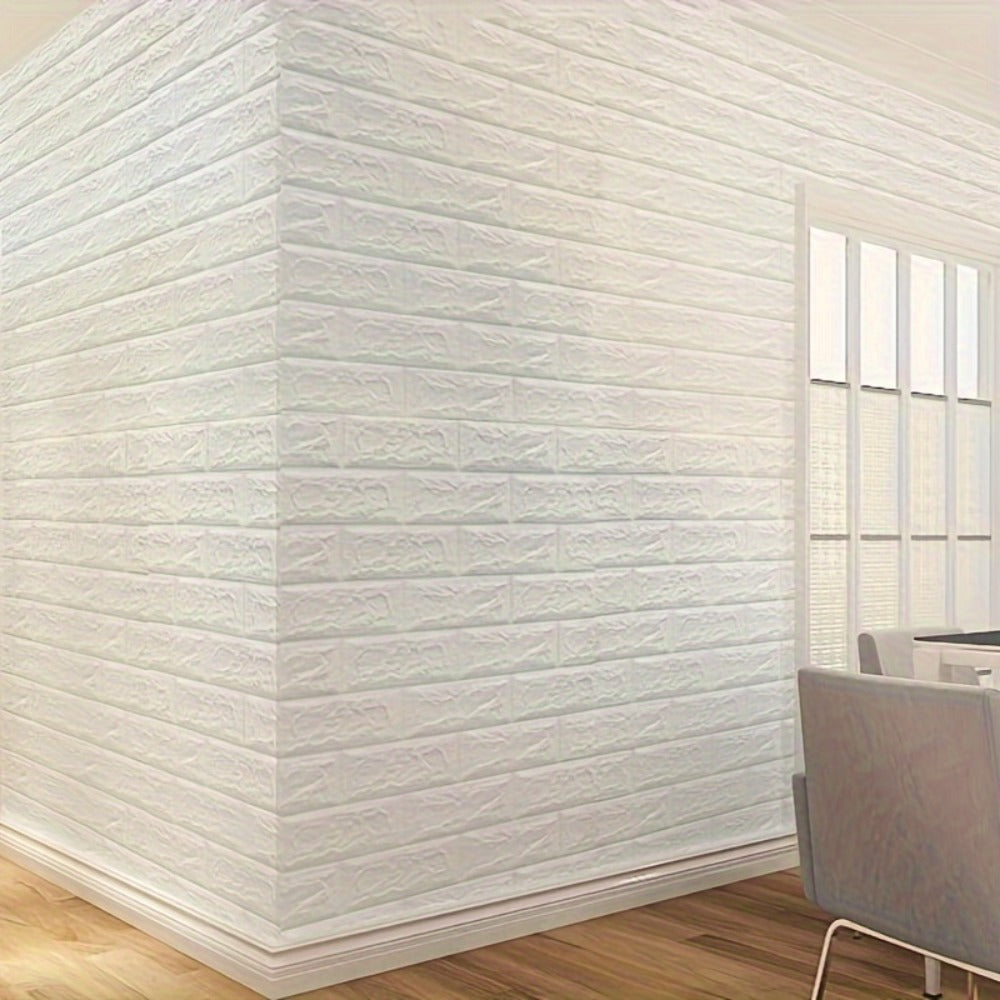 3D Foam Brick Wall Stickers 100pcs Self Adhesive Waterproof Peel and Stick Wallpaper Panels for Bedroom Living Room Bathroom Kitchen Home