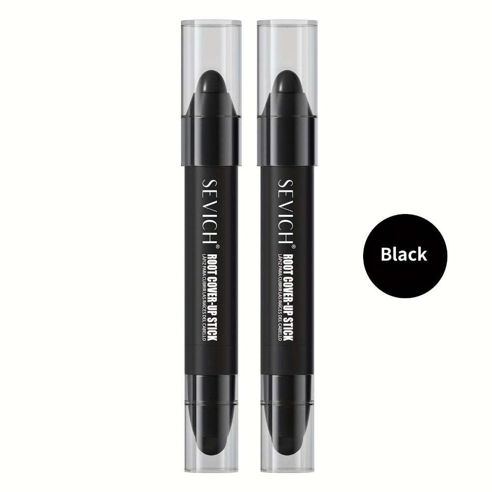 Instant Gray Root Coverage Stick for Men 2-Pack Sevich Beard & Hairline Color Pen, Sweat-Proof Precise Application Black & Dark Brown