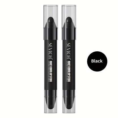 Instant Gray Root Coverage Stick for Men 2-Pack Sevich Beard & Hairline Color Pen, Sweat-Proof Precise Application Black & Dark Brown