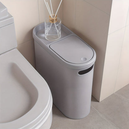Slim 10L Bathroom Wastebasket with Lid Tray, Built-In Side Handles and Single or Two-Piece Options