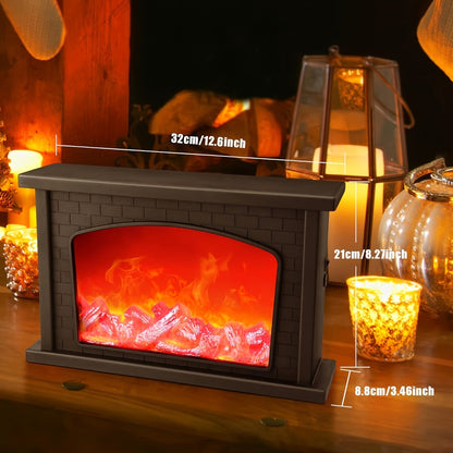 Simulated Charcoal Flame Fireplace Light, Battery & USB Powered Vintage Indoor Mood Light for Christmas Halloween Patio Decoration