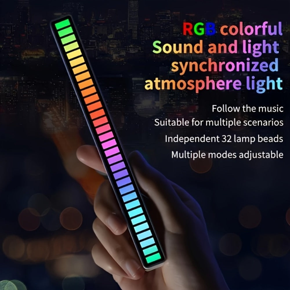 Sound Activated RGB Ambient Light Bars 2/4 Pack, Music Rhythm Sync USB Plug & Play, Color Changing Atmosphere Lights for Gaming Room