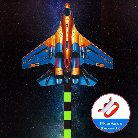 Large Fighter Plane Kite 200cm+ Polyester – Colorful Stunt Kite for Adults & Kids, Outdoor Flying Fun at Beach Park & Open Fields
