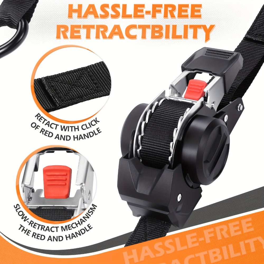 Retractable Ratchet Straps with Extension Strap for Entryways, Bedrooms and Living Spaces, with Listed Configuration