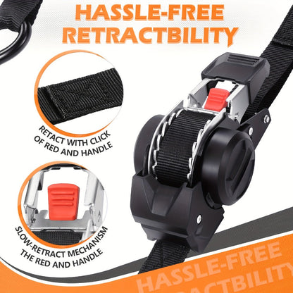 Retractable Ratchet Straps with Extension Strap for Entryways, Bedrooms and Living Spaces, with Listed Configuration