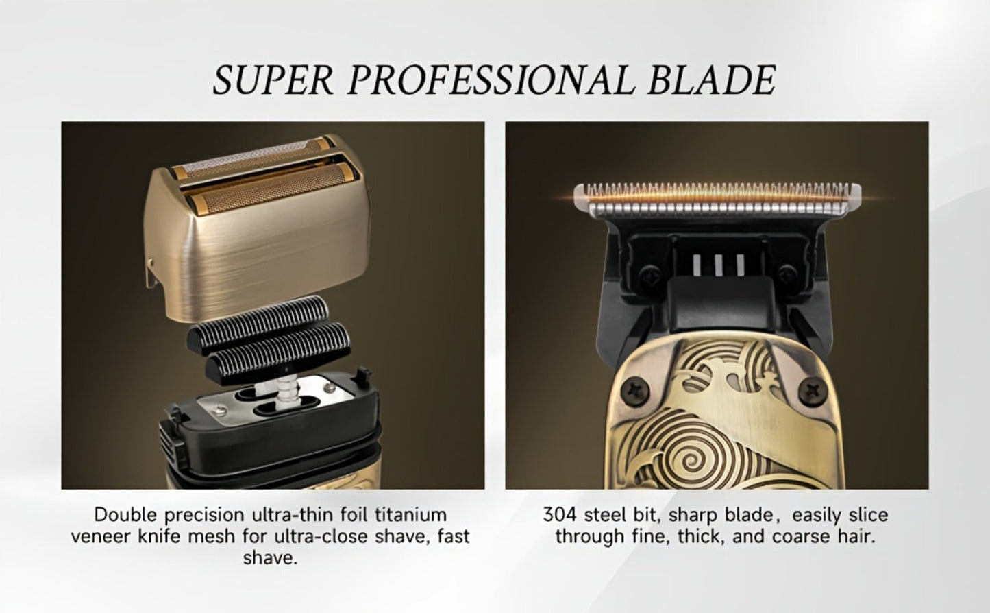 Foil Shaver for Men 2-in-1 Hair Clipper & Beard Trimmer Grooming Kit - Cordless Rechargeable Electric Razor for Face Mustache Bald Head