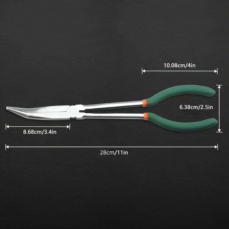 Long Nose Fishing Pliers 11 Inch 45-Degree Angle Bent Tip – O-Ring Hook Remover Needle Nose Pliers for Saltwater Freshwater Fishing