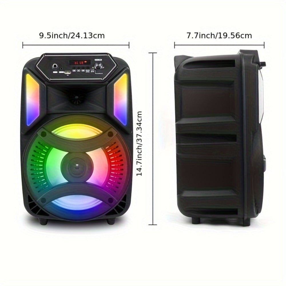 1100W Party Speaker with 7-Mode LED Lighting & Microphone, Portable Wireless Subwoofer, 8-Inch Bass Driver