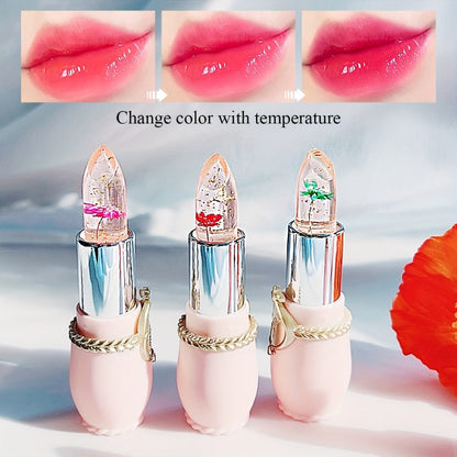 Lip Balm emaymei 6-Piece Flower Jelly Stick Set with Clear Gloss Texture and Pink Gift Box