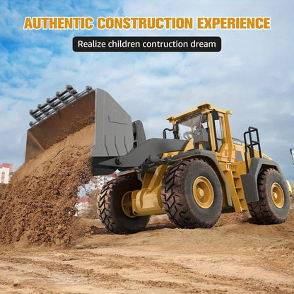 RC Wheel Loader Toy 1:20 Scale 2.4GHz 9-Channel Remote Control Construction Truck with Realistic Lights & Sounds