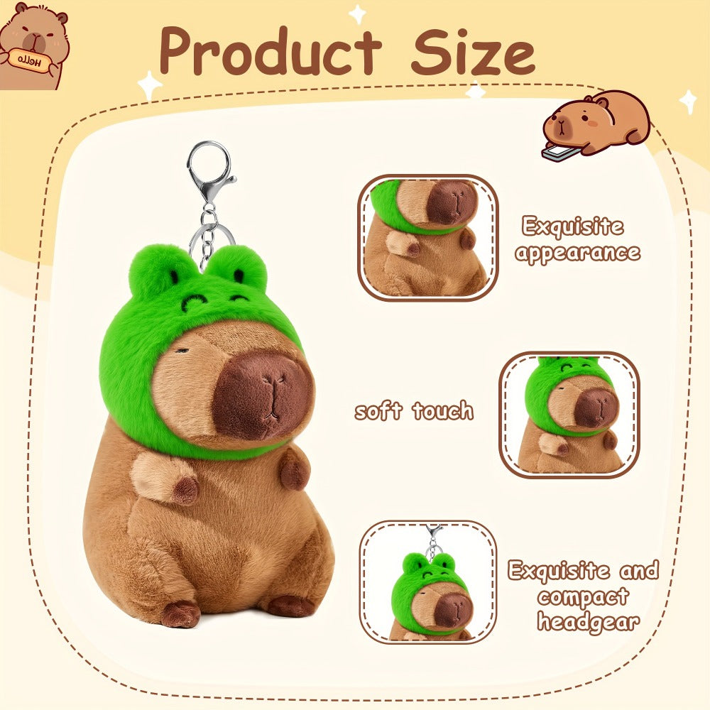 Capybara Plush Keychain Stuffed Animal Cute Mini Capybara with Clothes and Accessories for Parties, Celebrations and Guest Favors