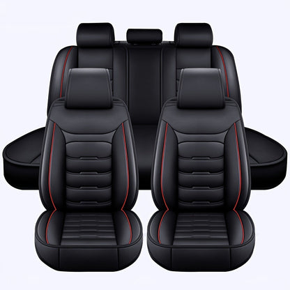 Car Seat Covers 5-Seat Faux Leather Set with Front Storage Pocket and Three Color Combinations