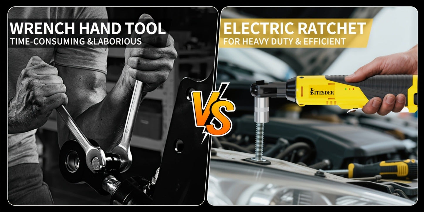 12V Electric Ratchet Wrench Set 400 RPM, 3/8" Cordless Power Ratchet Tool Kit with Variable Speed
