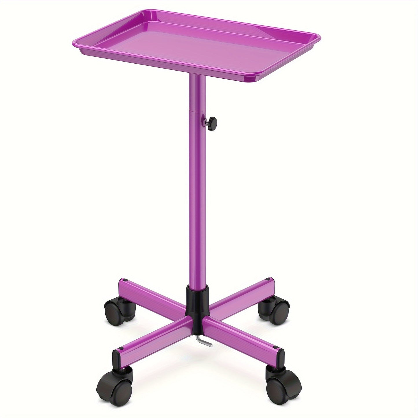 6-Color Premium Aluminum Salon Rolling Tray on Wheels – Adjustable Height Hairdresser Cart, Tattoo Tray, Spa Service Trolley for Nail Tech