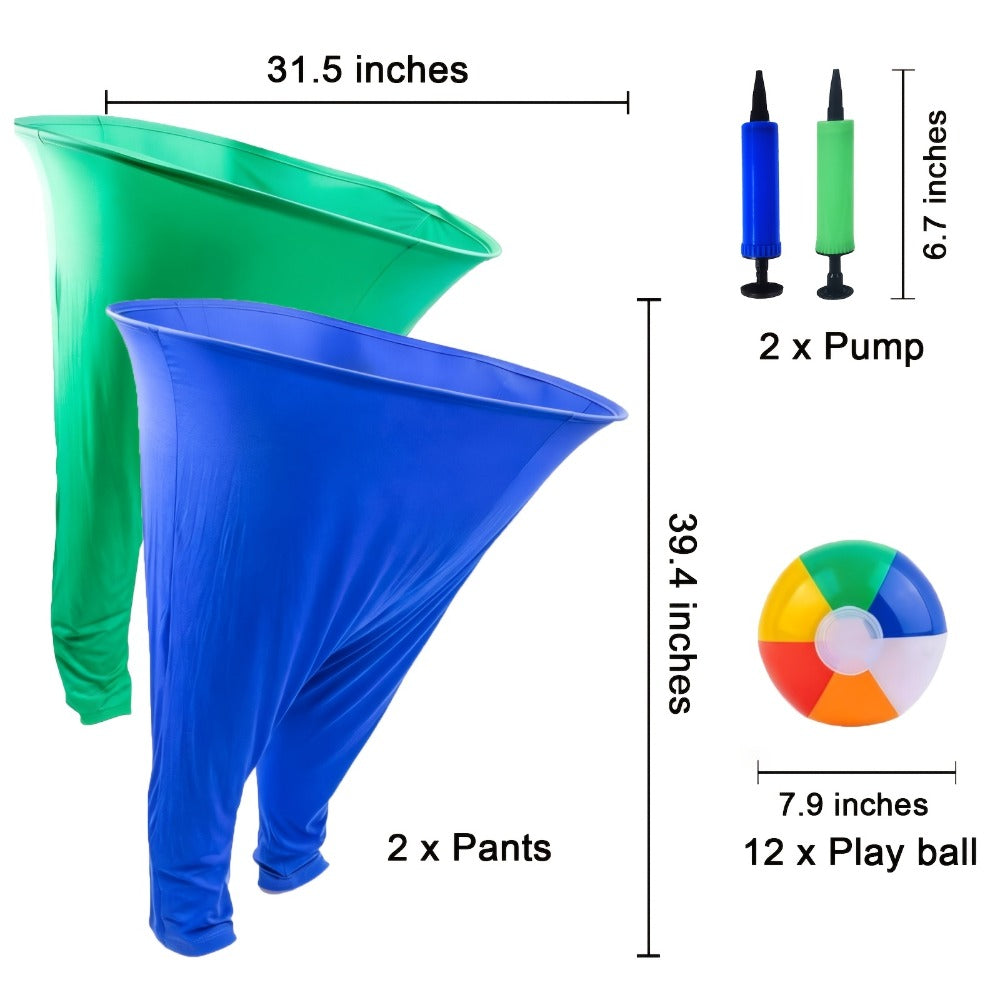Grandma Pants Game Set 2 Pack, Outdoor Party Ball Pants Game with 12 Elastic Balls & 2 Pumps, Fun Team Building Activity for Adults Kids