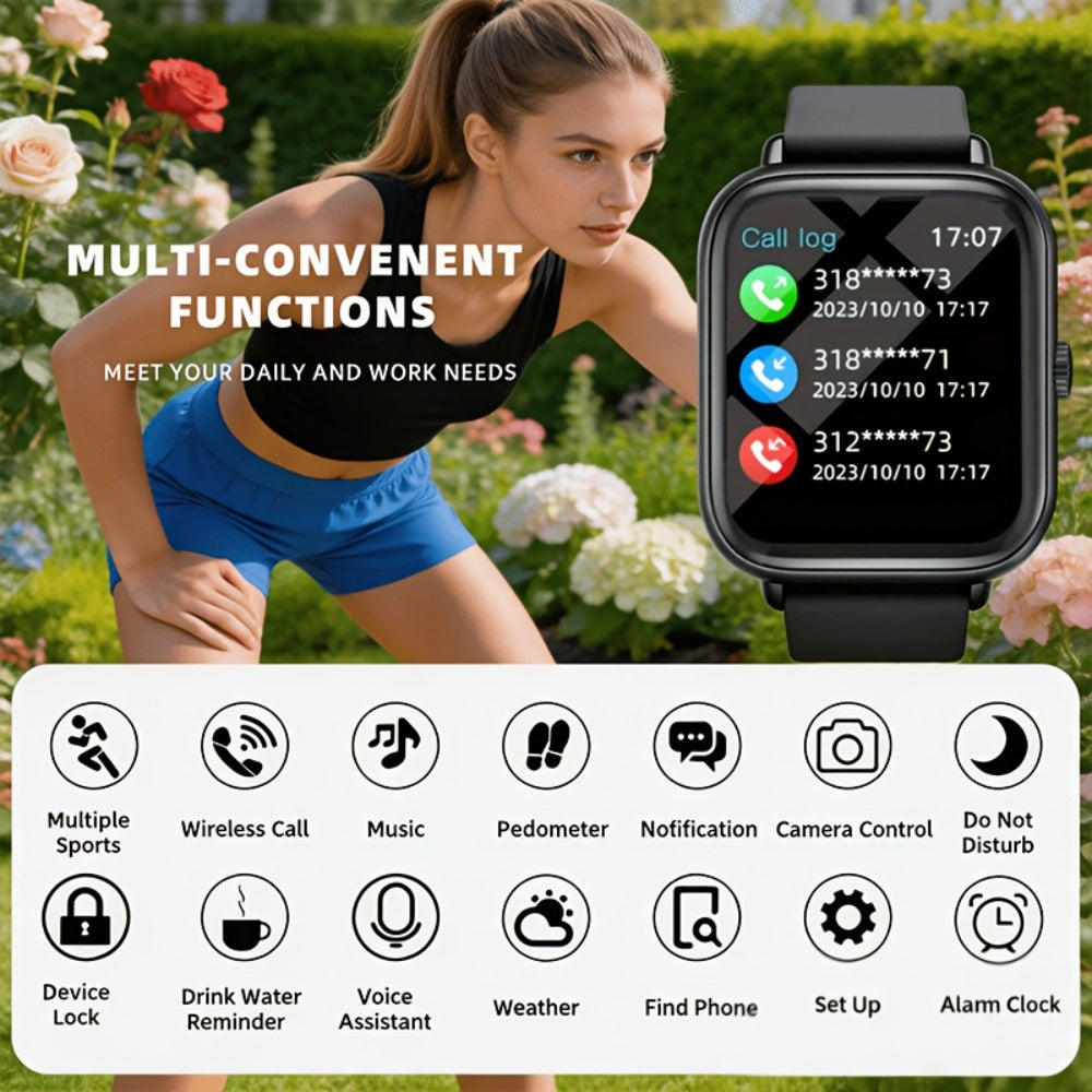 Smartwatch with Remote Photo Control & Bluetooth Calling, Large Screen Unisex, Message Notifications, Multiple Sport Modes, Heart Rate