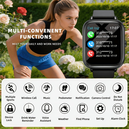 Smartwatch with Remote Photo Control & Bluetooth Calling, Large Screen Unisex, Message Notifications, Multiple Sport Modes, Heart Rate