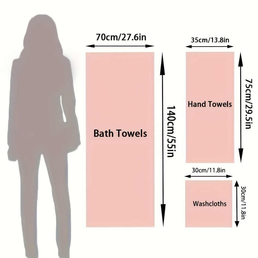 Eighteen-Piece Bath Towel Set with Four Bath Towels, Four Hand Towels and Ten Washcloths in 16 Colors