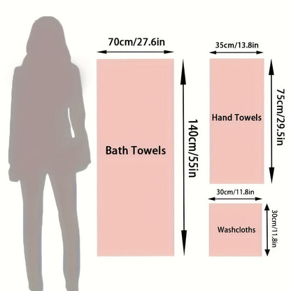 Eighteen-Piece Bath Towel Set with Four Bath Towels, Four Hand Towels and Ten Washcloths in 16 Colors