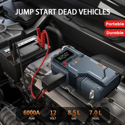 6000A/8000A Jump Starter with 150PSI Air Compressor – 7-in-1 Jump Box with Digital Tire Inflator, Portable Car Battery Charger for 12V