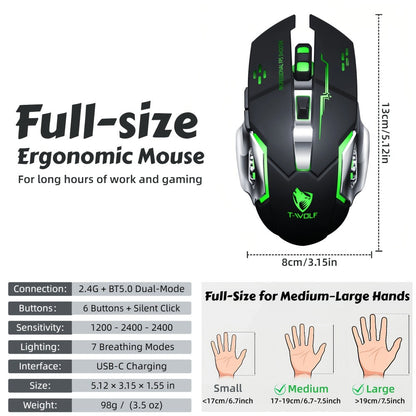 Wireless Gaming Mouse RGB Rechargeable T-WOLF 2.4GHz Large Mouse for PC Laptop Tablet Mac for an Everyday Personal Care Routine