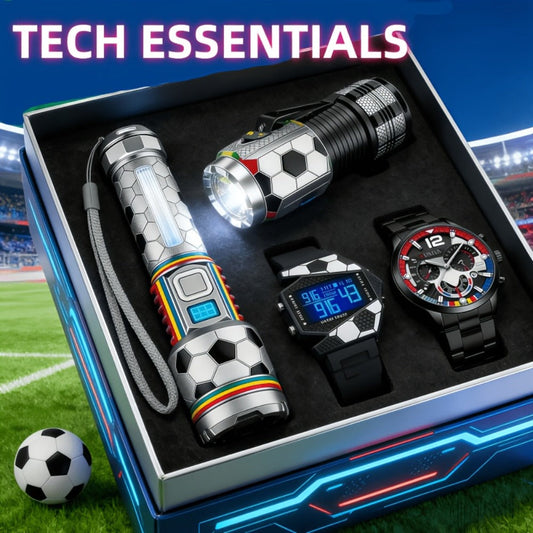 Flashlight & Watch Gift Set - Super Bright LED Handheld Flashlight with Multifunctional Watch, Adjustable Focus
