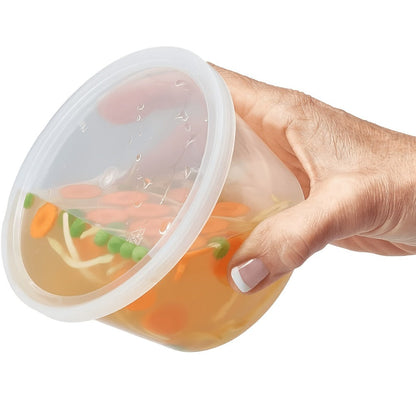 Deli Container Food Storage Organizer 48-Piece 16oz Set with 24 Round Cups and 24 Fitted Lids