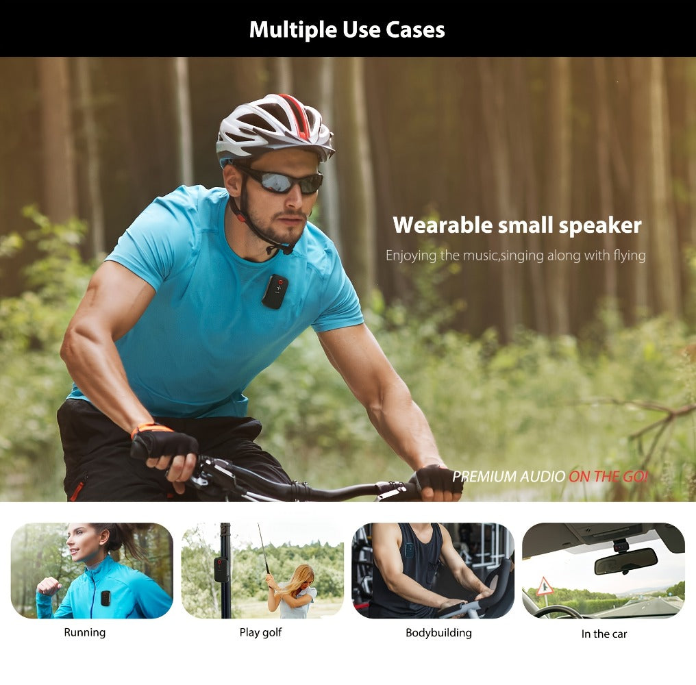 Wearable Bluetooth Speaker with Magnetic Clip, IPX5 Mini Wireless Speaker with Mic, Battery, Dustproof Portable Speaker for Workouts