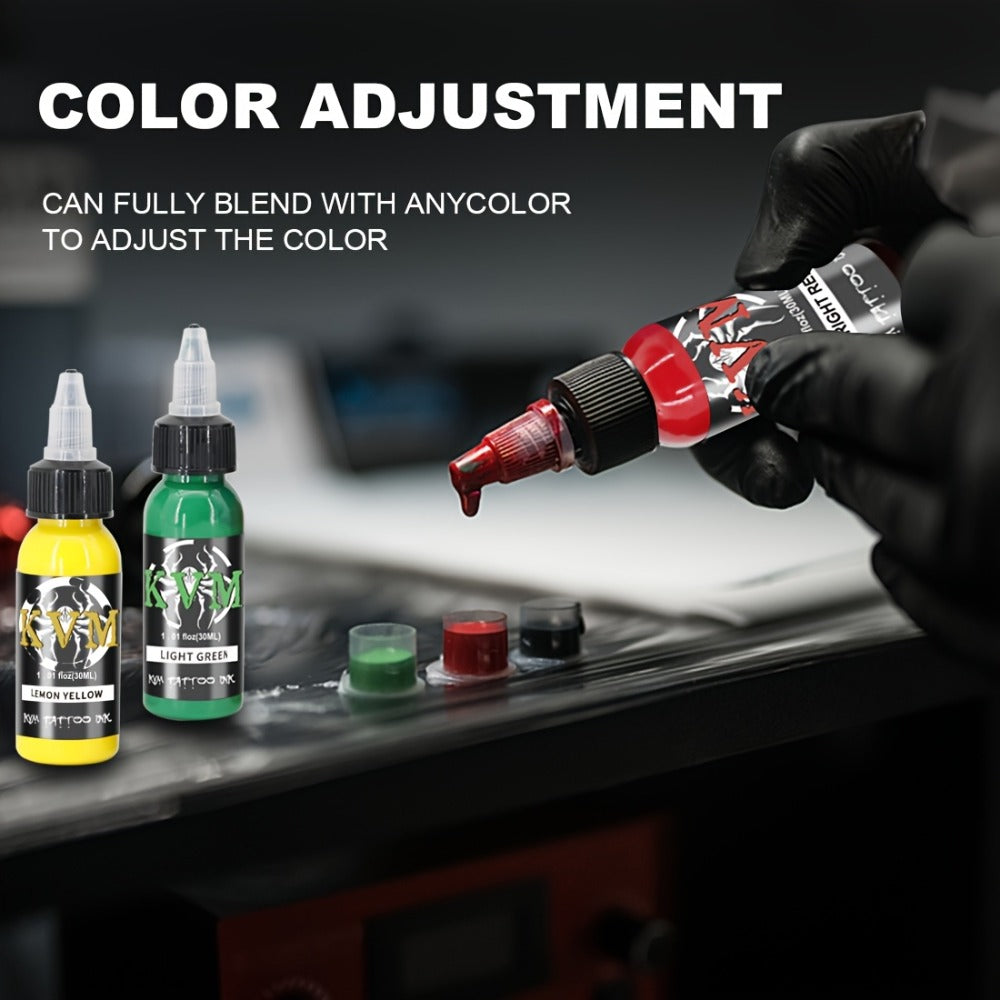 Tattoo Ink 7- or 14-Color Set with 1oz 30ml Bottles and Three Palette Configurations with Item-Specific Color, Capacity and Bottle Choices