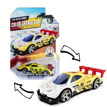 Six-Piece Temperature-Responsive Color-Changing Die-Cast Toy Car Set with Assorted Vehicle Styles