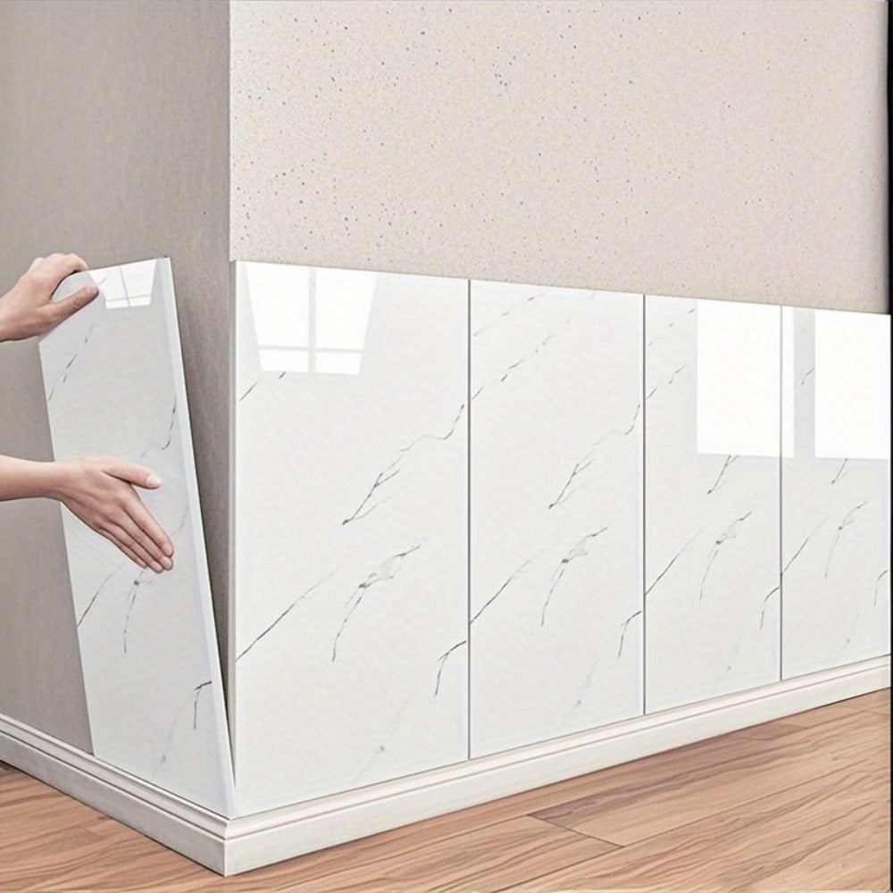 Marble Peel and Stick Wall Panels Self-Adhesive 3D Decorative Tiles – Glossy Marble Sheets, for Entryways, Bedrooms and Living Spaces
