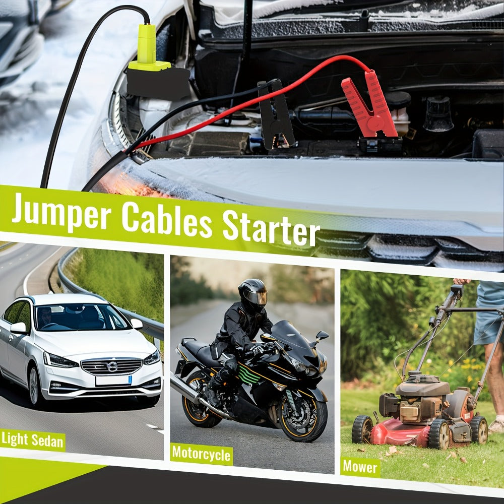 Jumper Cable Clamps Compatible with Ryobi 18V & Dewalt Battery | 5.9ft 12AWG Portable Jump Starter Booster Cables Automotive Battery Jumper