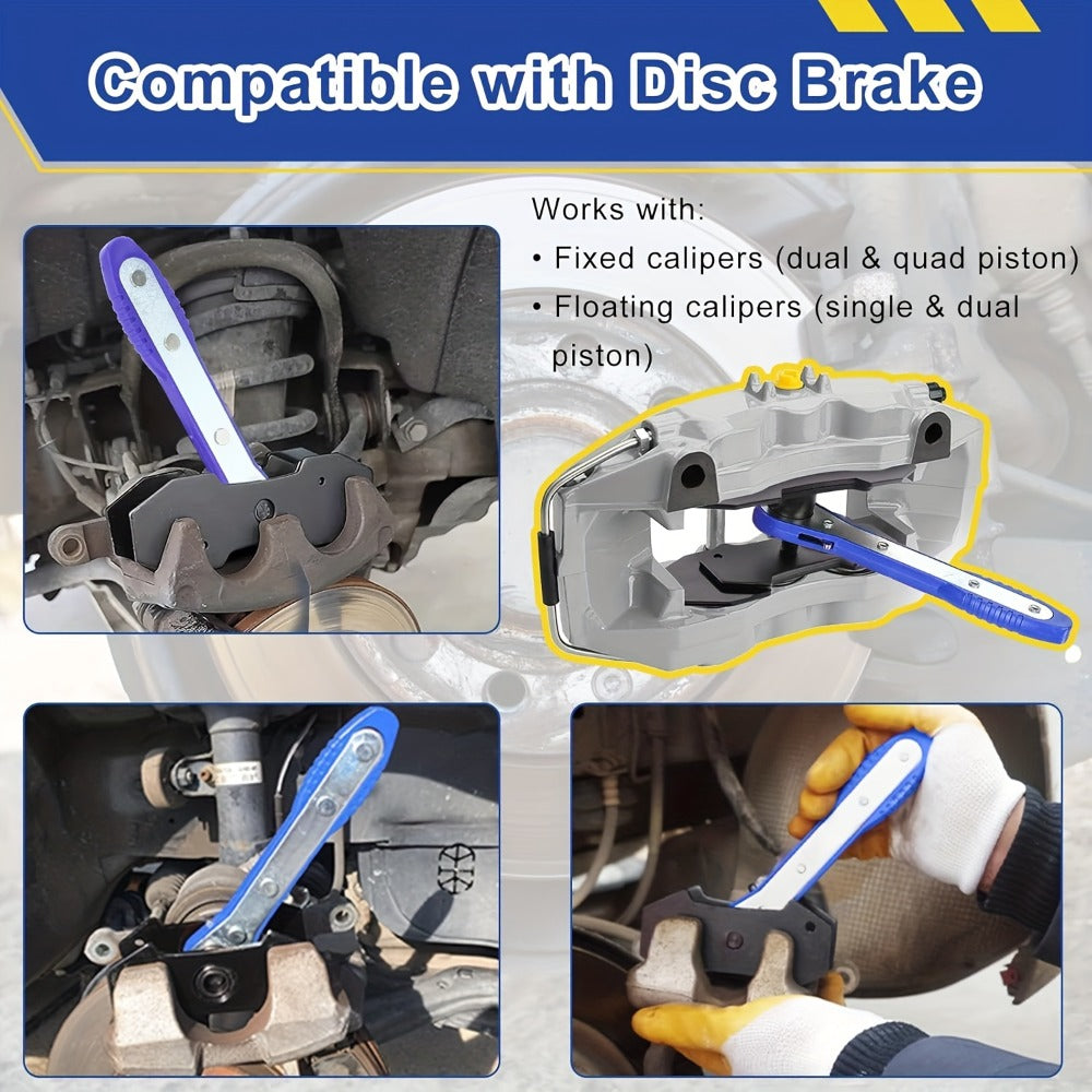 Brake Caliper Compression Tool Set – Quad Disc Piston Ratchet Press with 4 Spreader Plates, Car Brake Pad Retractor Compressor for Brake