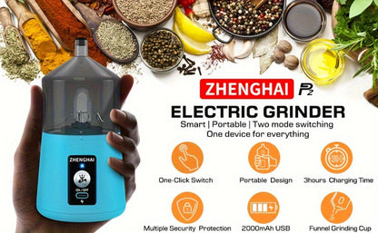 Electric Herb Grinder 150W USB-C Rechargeable - Dual Mode Pulse & Auto, Fast Grinding Dry Spices & Herbs