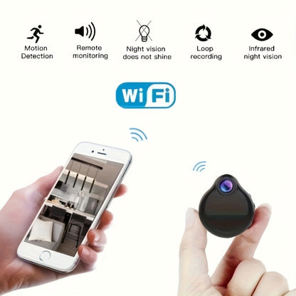 Mini WiFi Body Camera in Black with 100-Degree Lens Marking, Motion Alerts, Loop Video, Night View and TF Card Slot