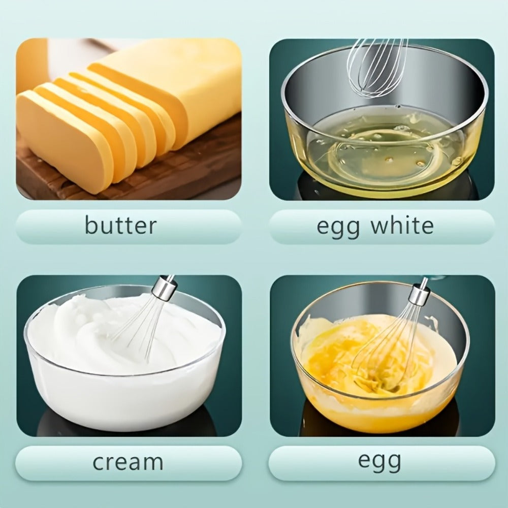 Wireless Electric Whisk Handheld Mixer - Rechargeable Cordless Egg Beater with Vertical Stand Design