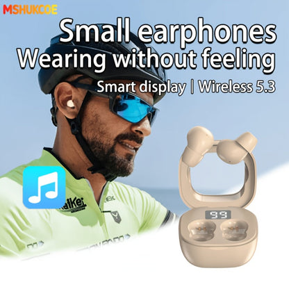 Wireless Earbuds MSHUKCOE Ultra-Thin Sleep and Game Modes with Compact Case in Khaki or White