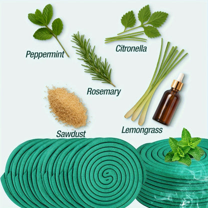 Lemongrass Spiral Incense Coils 10 Pack - Large Natural Herbal Incense for Outdoor Patio, Camping