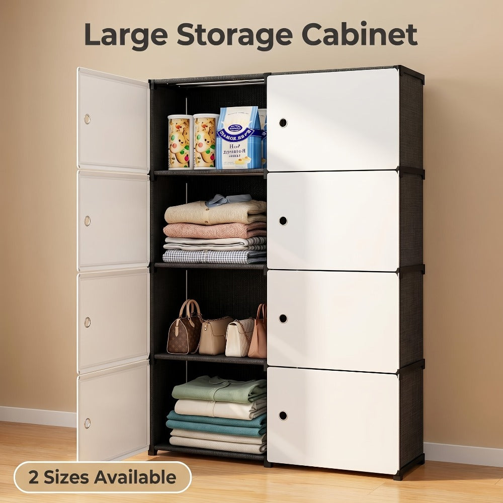 Storage Cabinet Modular Magnetic-Door Organizer with Three or Four Tiers and Two Capacity Options