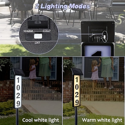 Solar Column Sign Light LED Address Sign Light Outdoor - Dusk to Dawn Solar Powered Post Light for Home Driveway Gate Lawn Floor Yard