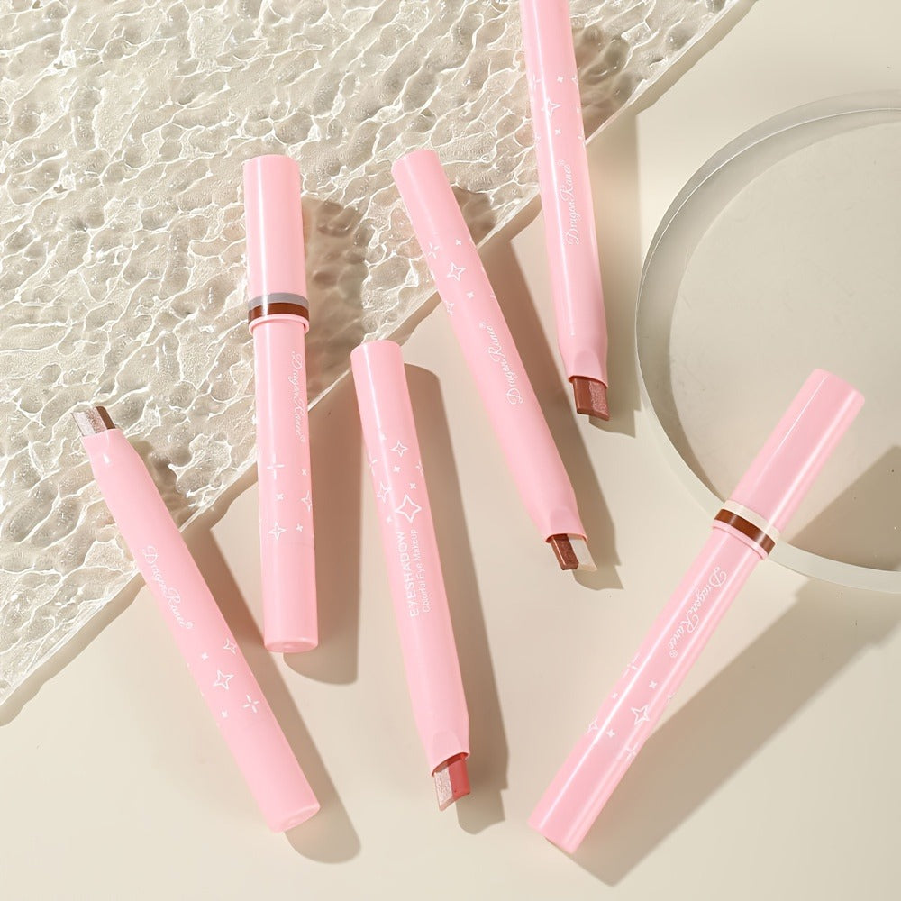 Dual-Color Eyeshadow Stick Set 6pcs Waterproof Two-Tone Eye Shadow Pencil, Smudge-Proof, Non-Fading