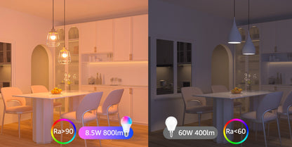 A19 E26 Wi-Fi Smart Light Bulbs with RGB Color and White Modes in Two-, Four- or Six-Bulb Packs
